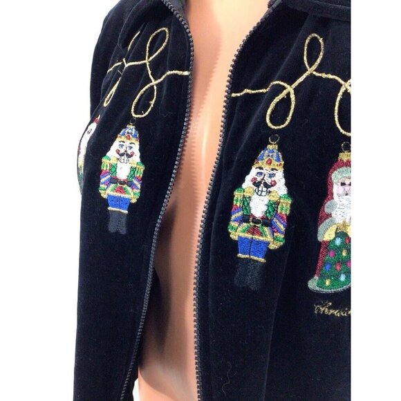 Christopher Radko Velvet Christmas Sweater Full Zip Womens Medium - Picture 5 of 6